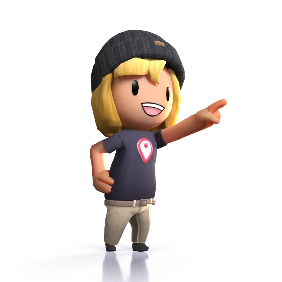 Geoguessr avatar pointing upwards to the sign in and make account button